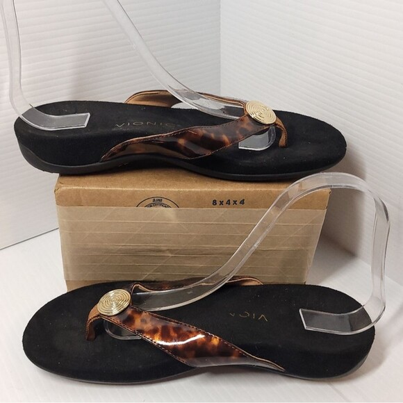 Vionic Hilda Tortoise  Sandals Flip Flops Brown/Black Women's 7 - Picture 3 of 11